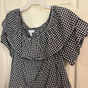 Boutique Black and White Checkered Top